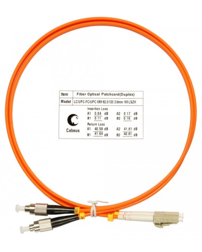 Шнур оптический duplex LC-FC 62,5/125 mm 1м LSZH Cabeus FOP-62-LC-FC-1m в Домодедово Патч-корды оптические Pintop.ru