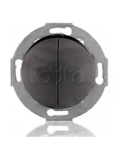 Выключатель двухклавишный Экопласт (схема 5) 10 A, 250 B (черный ) Vintage в Домодедово Розетки компьютерные и телефонные Pintop.ru