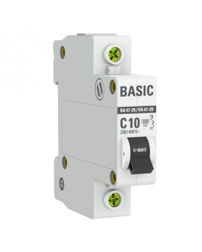 Автоматический выключатель 1P 10А (C) 4,5кА ВА 47-29 EKF Basic (mcb4729-1-10C) в Домодедово Электротехническое оборудование Pintop.ru