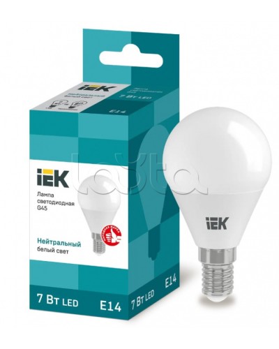 Лампа светодиодная LED 7вт E14 белый матовый шар ECO IEK (LLE-G45-7-230-40-E14) в Домодедово Источники света(Лампы) Pintop.ru