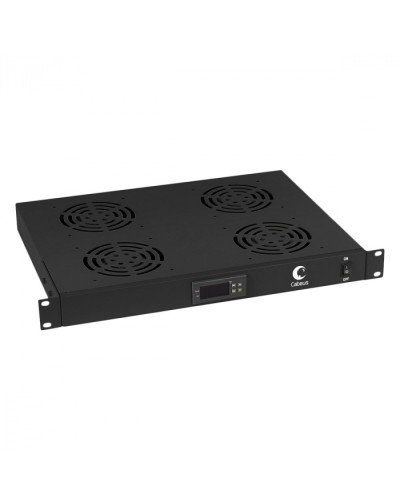 Панель вентиляционная с 4 вентиляторами с цифровым термодатчиком (черный) Cabeus JG03t-BK в Домодедово Вентиляторные модули Pintop.ru