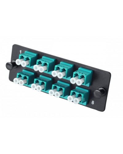 Комплект планка Q-SLOT с 8 адаптерами дуплекс LC OM3, монтажные шнуры, КДЗС Eurolan (38M-30-2L-08BL) в Домодедово Кроссы оптические Pintop.ru