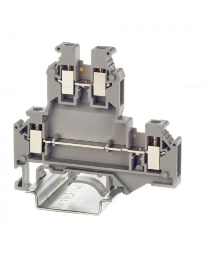 Клемма двухуровневая, винтовой зажим, 4 точки подключения, 2.5 кв.мм, серая DKC (KRUKB-3) в Домодедово Клеммные колодки Pintop.ru