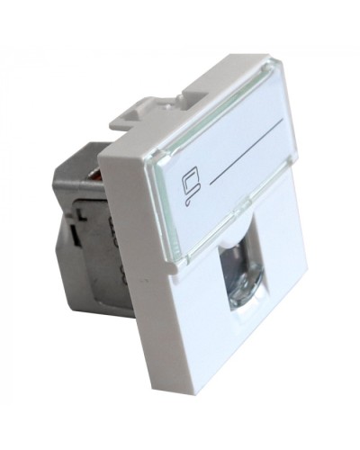 Вставка Mosaic 45x45, RJ-45 STP, кат.6, со шторкой и увеличенным окном маркировки, белая LANMASTER LAN-SIP-23S6-WH в Домодедово Модули Keystone Pintop.ru
