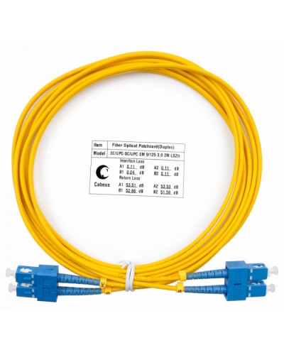 Шнур оптический duplex SC-SC 9/125 sm 3м LSZH Cabeus FOP(d)-9-SC-SC-3m в Домодедово Патч-корды оптические Pintop.ru