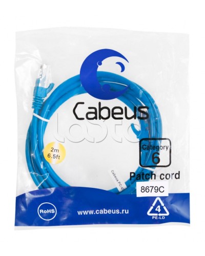 Патч-корд U/UTP Cabeus PC-UTP-RJ45-Cat.6-2m-BL-LSZH в Домодедово Патчкорды (медные) Pintop.ru