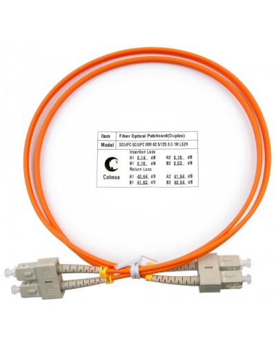 Шнур оптический duplex SC-SC 62,5/125 mm 1м LSZH Cabeus FOP-62-SC-SC-1m в Домодедово Патч-корды оптические Pintop.ru