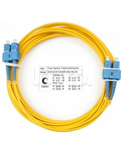 Шнур оптический duplex SC-SC 9/125 sm 7м LSZH Cabeus FOP(d)-9-SC-SC-7m в Домодедово Патч-корды оптические Pintop.ru