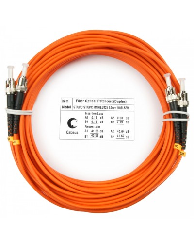 Шнур оптический duplex ST-ST 62,5/125 mm 10м LSZH Cabeus FOP-62-ST-ST-10m в Домодедово Патч-корды оптические Pintop.ru