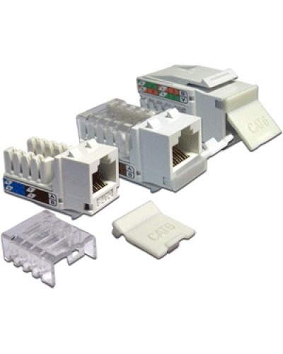 Модуль Keystone, RJ45, кат.6, UTP, 90 градусов, со встроенной шторкой, белый LANMASTER (LAN-OK45U6/90P-WH) в Домодедово Коннекторы Pintop.ru