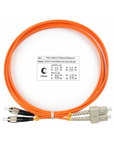 Шнур оптический duplex SC-FC 62,5/125 mm 2м LSZH Cabeus FOP-62-SC-FC-2m в Домодедово Патч-корды оптические Pintop.ru