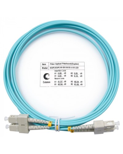 Шнур оптический duplex SC-SC 50/125 mm OM3 3м LSZH Cabeus FOP-50-SC-SC-3m в Домодедово Патч-корды и пигтейлы Pintop.ru