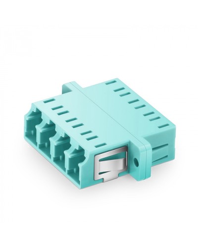 Оптический адаптер OM3, квадро LC, с фланцами, бирюзовый Eurolan (36A-30-4L-02AQ) в Домодедово Проходные адаптеры и розетки оптические Pintop.ru