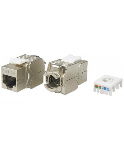 Вставка Keystone Jack RJ-45(8P8C) Hyperline KJ8-8P8C-C6A-180-TLS-SH-F-WH в Домодедово Модули Keystone Pintop.ru