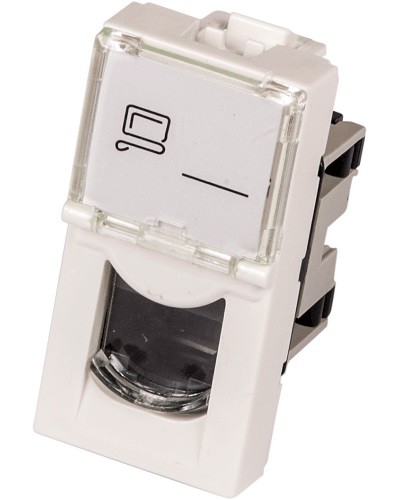 Вставка Mosaic 22.5x45, RJ-45 UTP, белая LANMASTER (LAN-SIP-22U5E-WH) в Домодедово Коннекторы и разъемы Pintop.ru