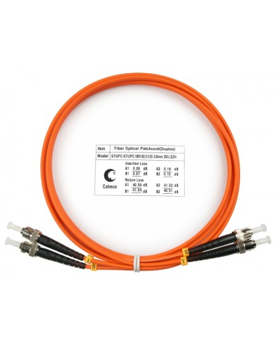 Шнур оптический duplex ST-ST 62,5/125 mm 2м LSZH Cabeus FOP-62-ST-ST-2m в Домодедово Патч-корды оптические Pintop.ru