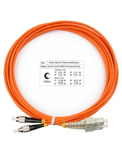Шнур оптический duplex SC-FC 62,5/125 mm 3м LSZH Cabeus FOP-62-SC-FC-3m в Домодедово Патч-корды оптические Pintop.ru