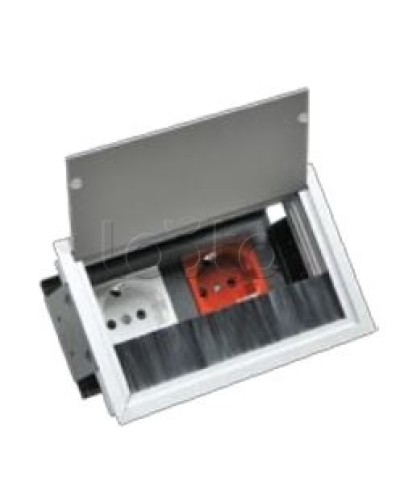 Люк настольный встраиваемый на 2 модуля (45х45мм) с крышкой, алюминий IP20 Экопласт 70042 в Домодедово Системы лючков и колонн Pintop.ru