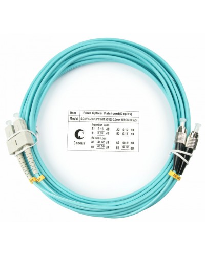 Шнур оптический duplex SC-FC 50/125 mm OM3 5м LSZH Cabeus FOP-50-SC-FC-5m в Домодедово Патч-корды и пигтейлы Pintop.ru