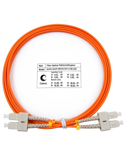 Шнур оптический duplex SC-SC 62,5/125 mm 2м LSZH Cabeus FOP-62-SC-SC-2m в Домодедово Патч-корды оптические Pintop.ru