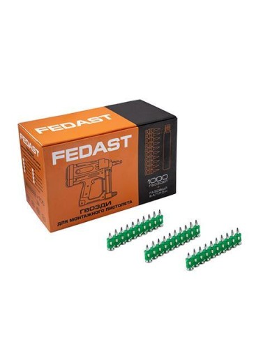 Гвозди 3.0*25 мм усиленные для монтажного пистолета (1000 шт/уп) FEDAST fd3025eg в Домодедово Крепеж: Дюбели, шурупы, саморезы Pintop.ru