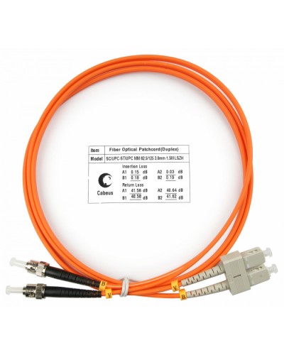 Шнур оптический duplex SC-ST 62,5/125 mm 1,5м LSZH Cabeus FOP-62-SC-ST-1,5m в Домодедово Патч-корды оптические Pintop.ru