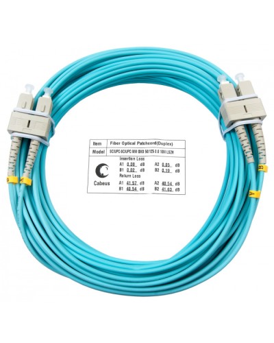 Шнур оптический duplex SC-SC 50/125 mm OM3 20м LSZH Cabeus FOP-50-SC-SC-20m в Домодедово Патч-корды и пигтейлы Pintop.ru