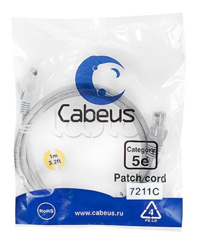 Шнур коммутационный RJ-45 кат.5е (3 м) Cabeus PC-UTP-RJ45-Cat.5e-3m-RD в Домодедово Патчкорды (медные) Pintop.ru
