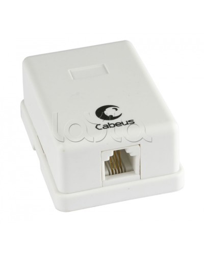 Розетка телефонная RJ-12(6P4C), одинарная, внешняя, белая Cabeus WS-6P4C-TEL-1 в Домодедово Розетки компьютерные и телефонные Pintop.ru