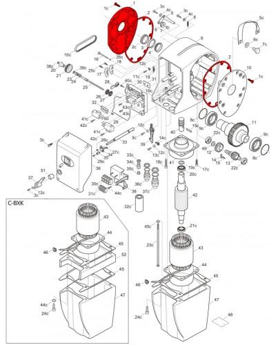 Правая крышка редуктора C-BX Came 119RICX026 в Домодедово Запчасти для шлагбаумов и автоматики Pintop.ru