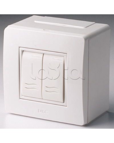 Коробка в сборе с 2-клавишным выключателем, коричневая DKC 10001B в Домодедово Распределительные коробки Pintop.ru