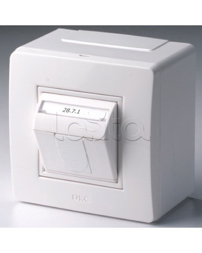 Коробка в сборе с 1 розеткой RJ45, кат.5е (телефон / компьютер), белая DKC 10665 в Домодедово Распределительные коробки Pintop.ru