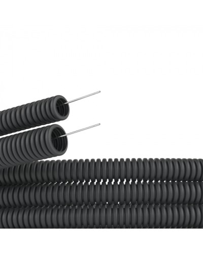Труба ПВХ гибкая гофрированная. д.20мм, лёгкая с протяжкой, цвет черный (100 м) DKC (91920B) в Домодедово Труба гофрированная Pintop.ru