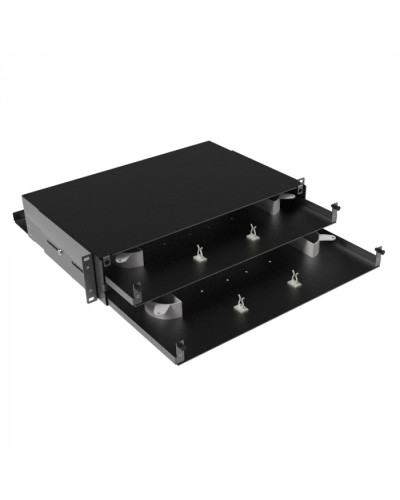 Оптическая полка выдвижная, без лицевой панели, неукомплектованная, 2U, черная DKC RNFPE2U48 в Домодедово Полки для шкафов и стоек Pintop.ru