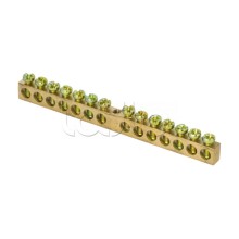 Шина PEN "ноль-земля" (8х12мм) 14 отверстий латунь крепеж по центру EKF PROxima (sn0-125-14-c)