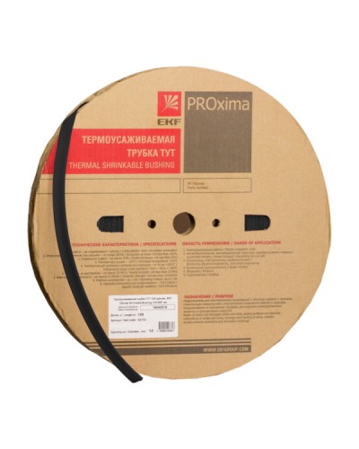 Трубка термоусаживаемая ТУТ 6/3 черная (100м) EKF (tut-6-b) в Домодедово Аксессуары для кабель-канала Pintop.ru