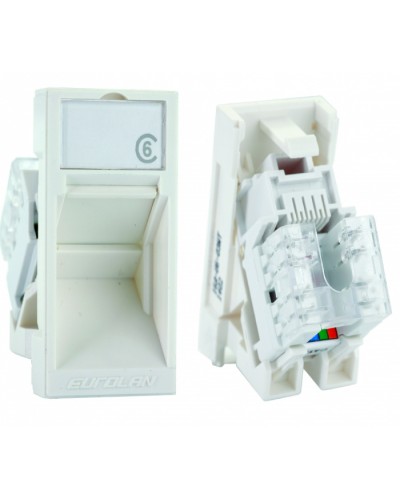 Розеточный модуль UTP категории 6 Mosaic серии 45 RJ45 Eurolan (16A-U6-03WT) в Домодедово Модули Keystone Pintop.ru