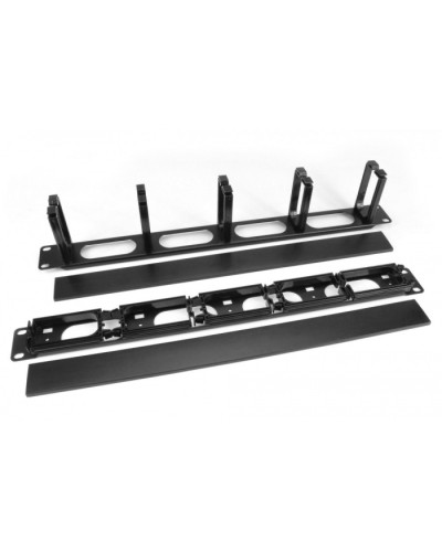 Кабельный организатор с пластиковыми кольцами с крышкой, 19, 1U Hyperline CM-1U-5R-PL-COV в Домодедово Аксессуары для стоек и шкафов Pintop.ru