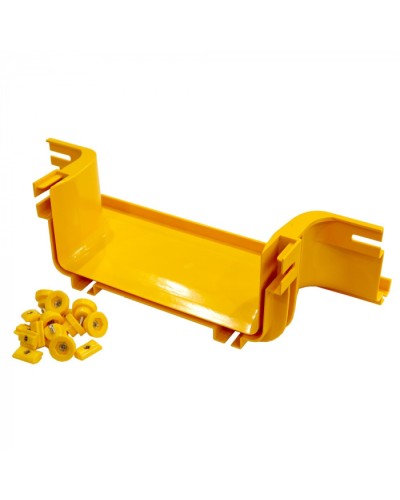 Боковой отвод на оптический лоток 120 мм, монтаж без соединителей, желтый LANMASTER (LAN-OT120-UT/NC) в Домодедово Аксессуары для лотков Pintop.ru