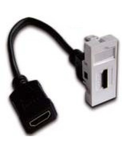 Вставка Mosaic 22.5x45 с адаптером HDMI с удлинителем, мама-мама, белая LANMASTER LAN-SIP-22HDMI-WH в Домодедово Коммутационные изделия Pintop.ru