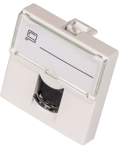 Вставка Mosaic 45x45, RJ-45 UTP, кат.6, со шторкой и увеличенным окном маркировки, белая LANMASTER LAN-SIP-23U6-WH в Домодедово Аксессуары для кабель-канала Pintop.ru