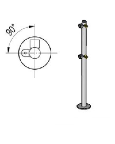 Стойка ограждения L-образная под поворотные створку и секцию 2 полупетли с крепежом, 2 муфты с крепежом слева Oxgard Стойка ограждения с 2-мя полупетлями L-образная слева (ВЗР 1996.09.11) в Домодедово Ограждения Pintop.ru
