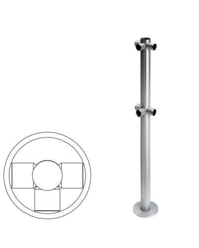Стойка огражденияT-образная трехсторонняя Oxgard Стойка ограждения T-образная (ВЗР 1996.04) в Домодедово Ограждения Pintop.ru