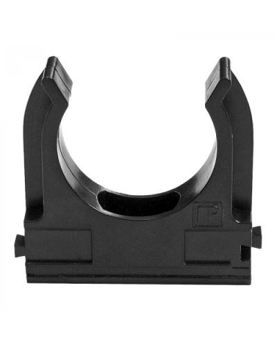 Держатель Экопласт (клипса) для труб D32мм (черный) в Домодедово Аксессуары для кабель-канала Pintop.ru