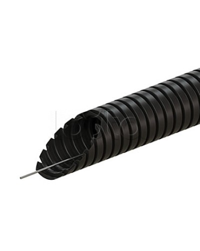 Труба ПВХ гофрир. легкая, с зондом диам 16мм (1шт = 100м), цвет чёрный Экопласт (10116-100BL) в Домодедово Труба гофрированная Pintop.ru