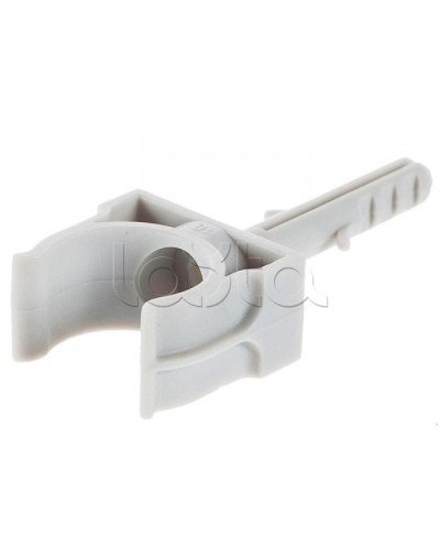 Держатель с дюбелем без шурупа для гофрированной или жесткой гладкой трубы D20 мм, без галогена Экопласт 41420HF в Домодедово Держатели, клипсы, скобы Pintop.ru