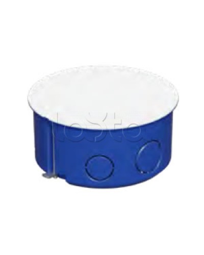 Коробка распред с крышкойдля г/к D100x50мм с металл. лапками, цвет синий IP30 (1шт) Экопласт (44668-1) в Домодедово Распределительные коробки Pintop.ru