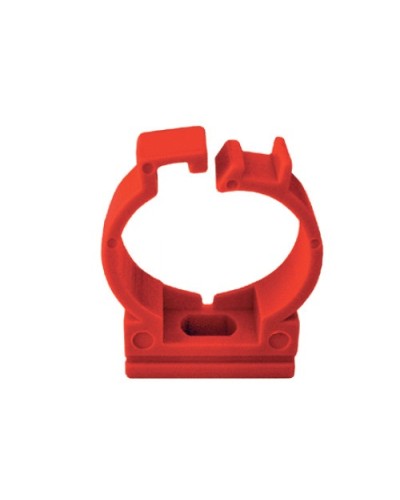 Держатель с защелкой для труб D25мм, АБС, цвет красный Экопласт (49625-50) в Домодедово Держатели, клипсы, скобы Pintop.ru