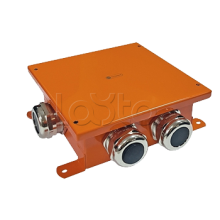 SMB120 Коробка металлическая, огн. E-110,о/п 120х120х60, 1 метал. гермоввод 14-22мм. + 3 метал. заглушки, IP66, 12P, (1,5-10 мм2), цвет оранж. Экопласт (56374E)