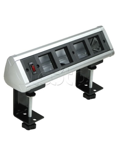 Блок настольный с выключателем нагрузки на 4 модуля (45х45мм) на струбцинах (алюминий) Экопласт 70314 в Домодедово Аксессуары для кабель-канала Pintop.ru